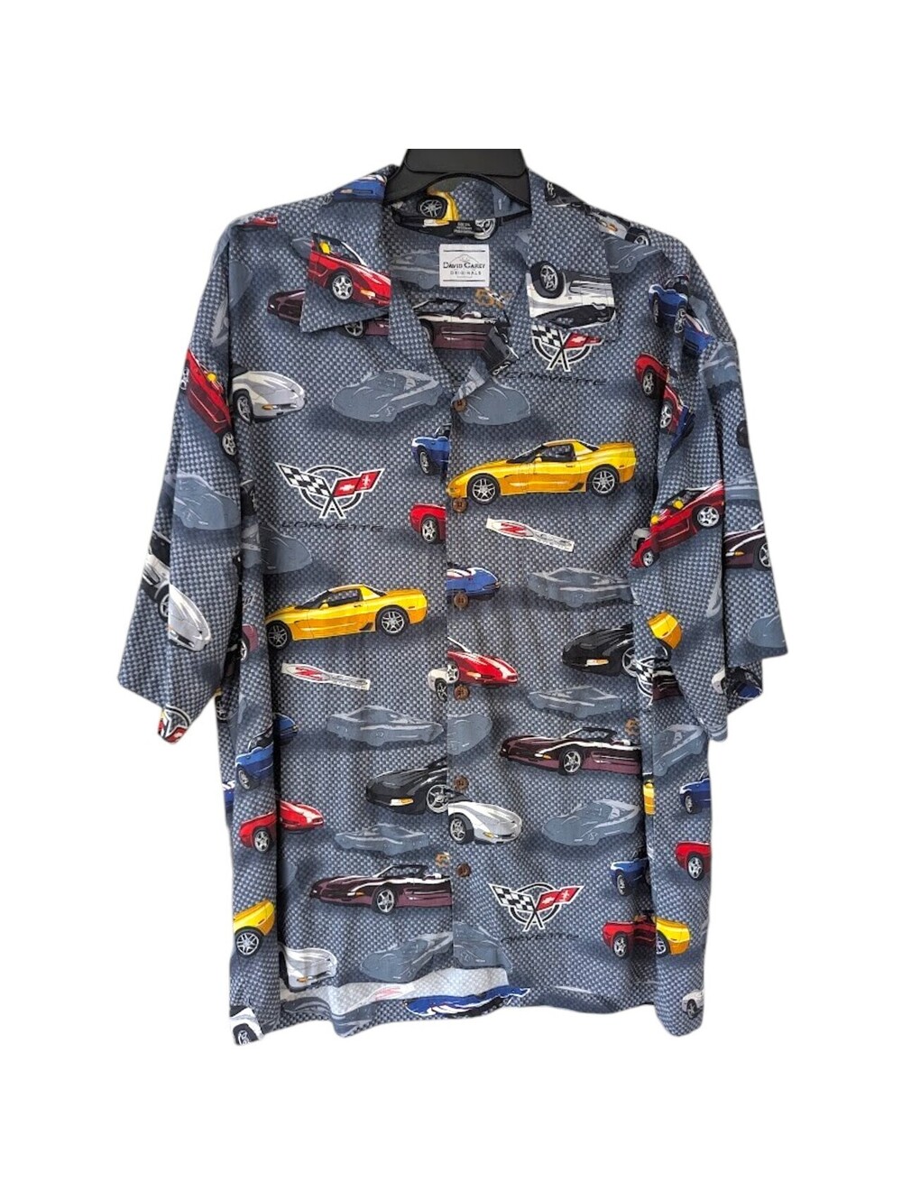 David Carey C5 Corvette AOP Camp Shirt Button Up 2XL Rayon Chevrolet GM Chevy
